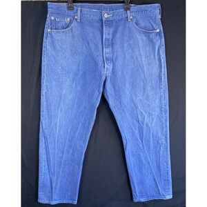 Levis 501 Jeans Mens 46x32 Blue Denim Straight Leg Button Fly Made Mexico